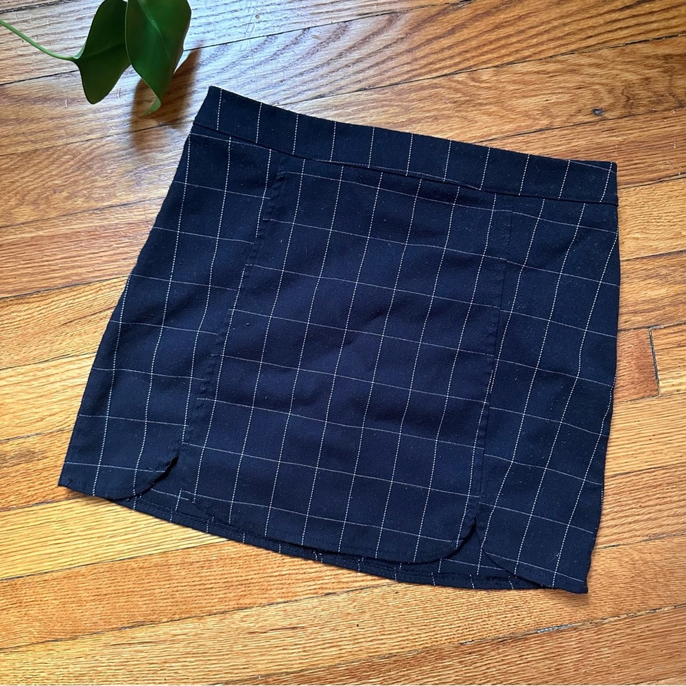 Short Black Plaid Skirt